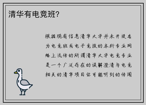 清华有电竞班？